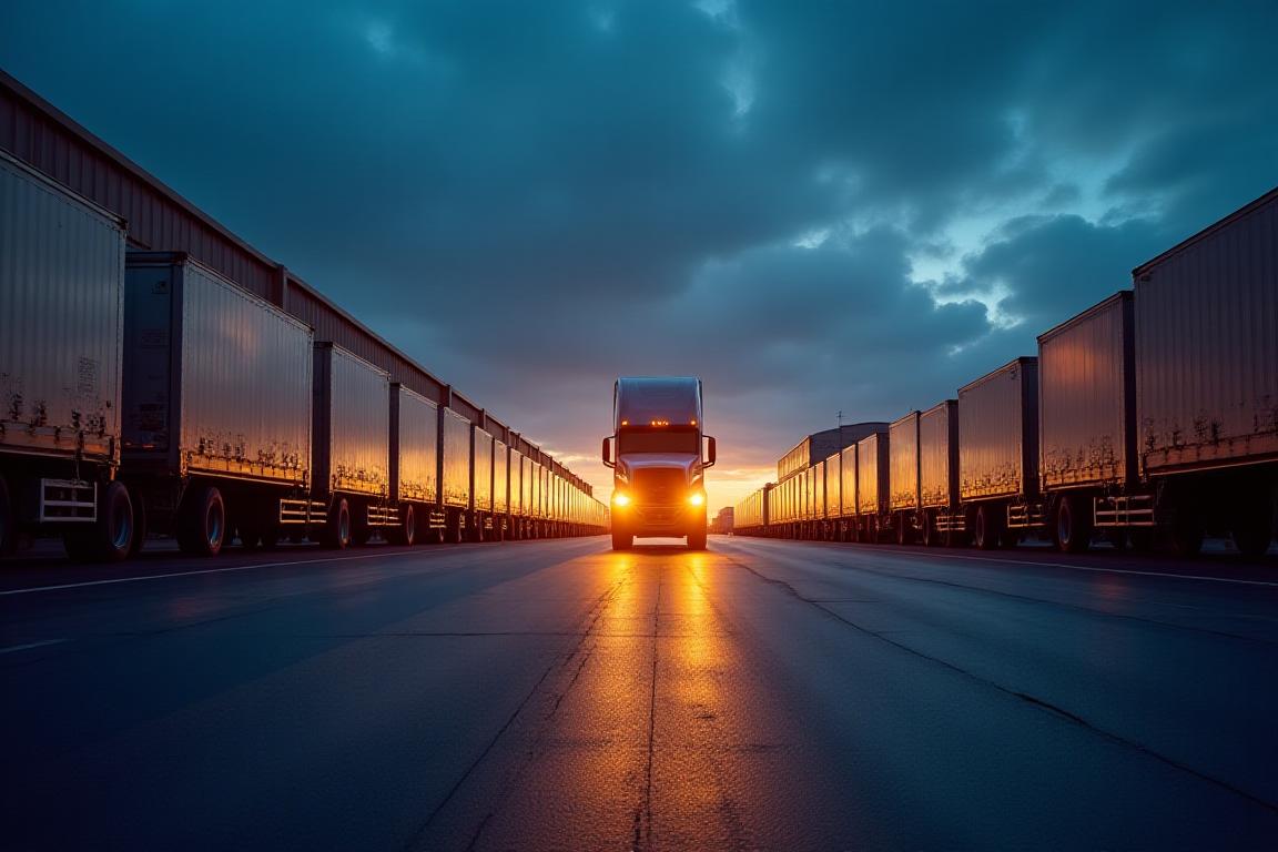 Sophisticated logistics distribution hub at dusk